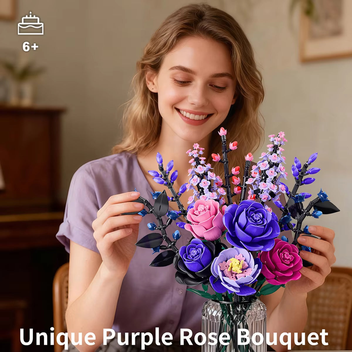 9-in-1 Bouquet Model Building Blocks Educational Toys Flowers Bricks Puzzle Sets Desktop Ornament Valentine's Day Christmas Gift
