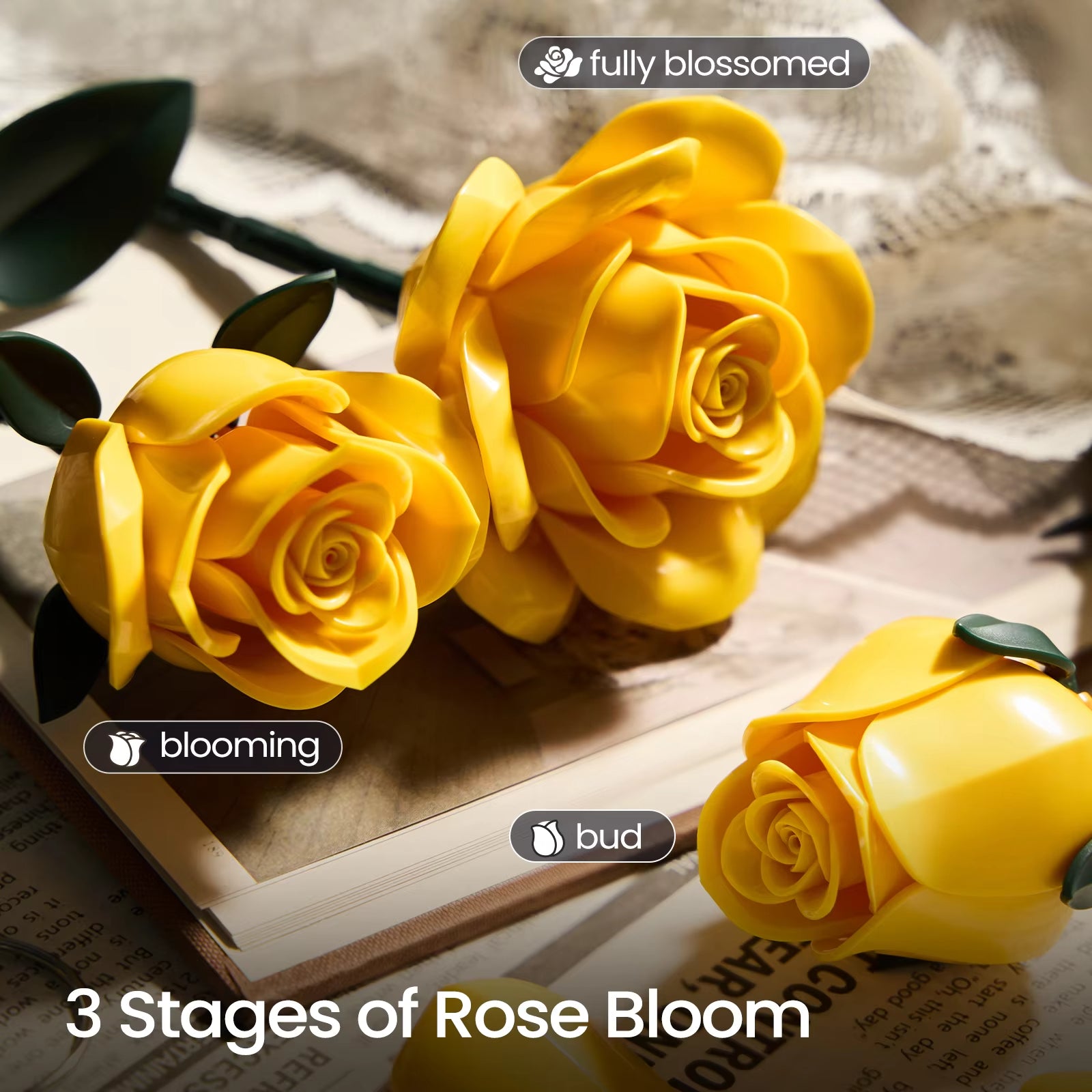 Yellow Flower Bouquet Building Block Set For Home Decor