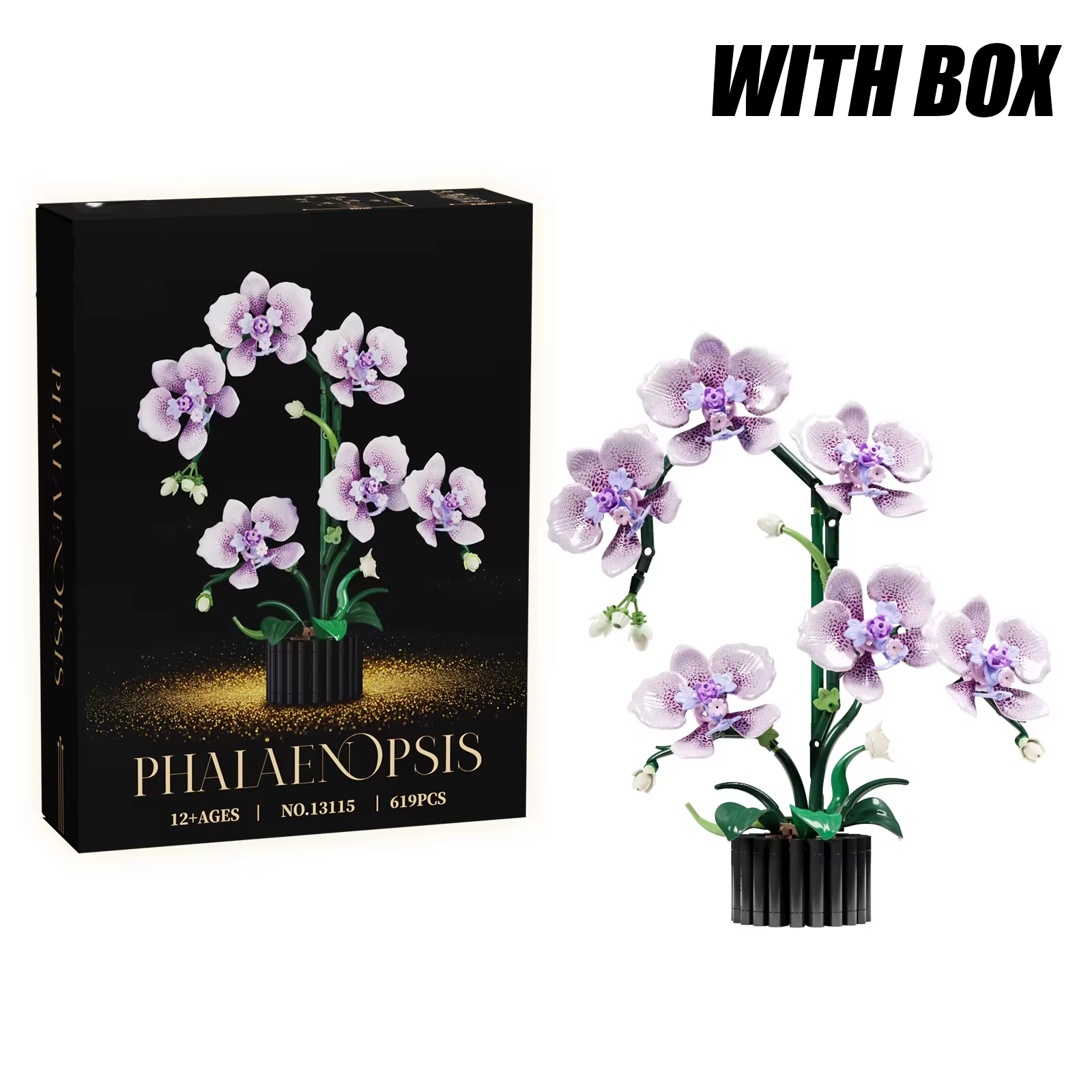 619PCS Flower Building Block Set Phalaenopsis Flower Toy Assembly Bricks Desktop Decoration Enternal Flower Children Gift