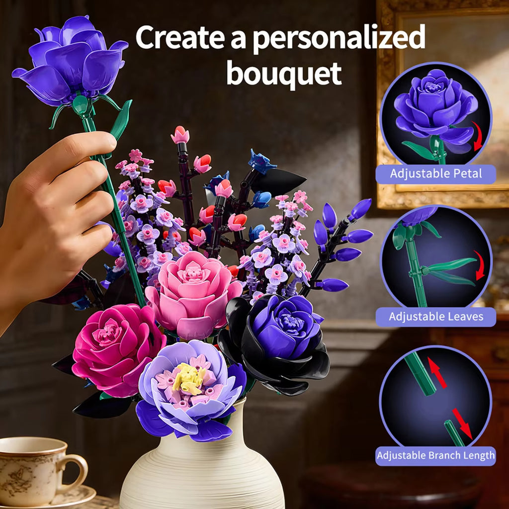 9-In-1 Flower Bouquet Building Block Set For Gifting