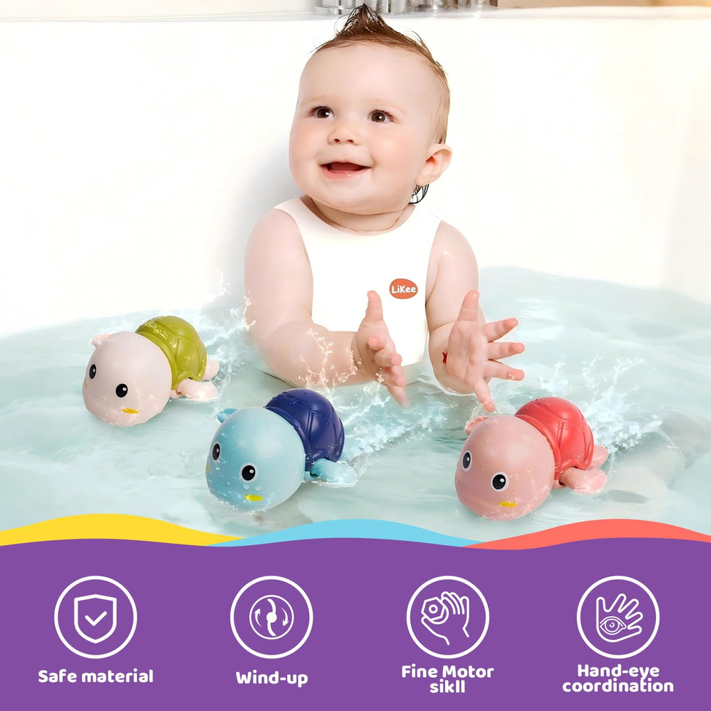 Cute Swimming Turtles Wind Up Toys for Baby Toddlers 1+ Years Old