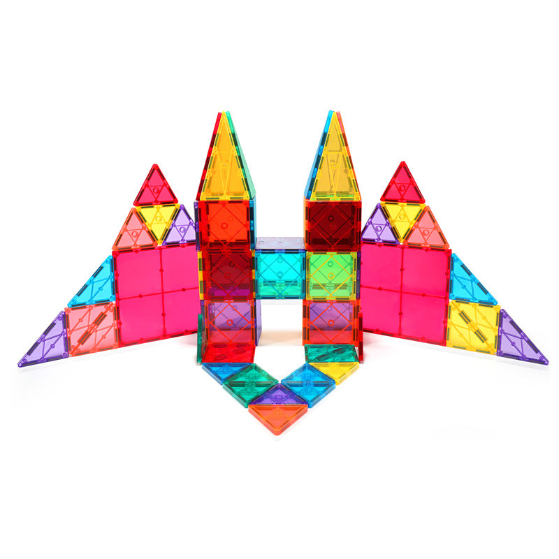 Transparent Color Window Magnetic Tile Set, 100 Pieces