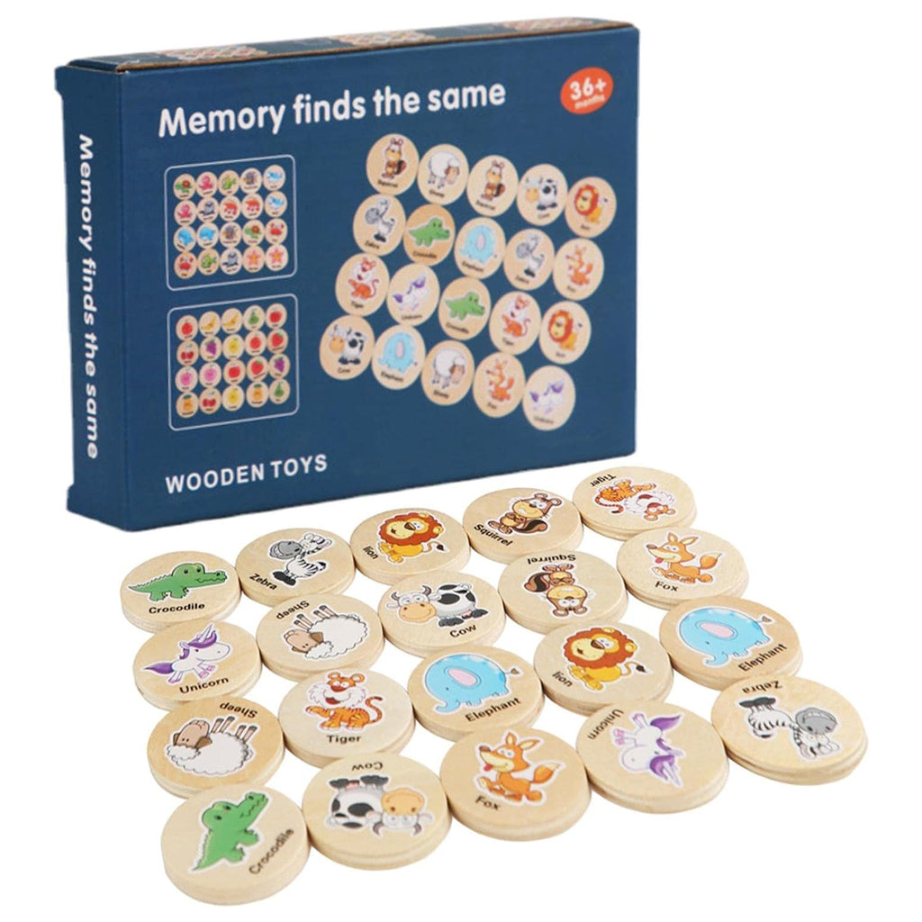 Wooden Animal Memory Matching Game