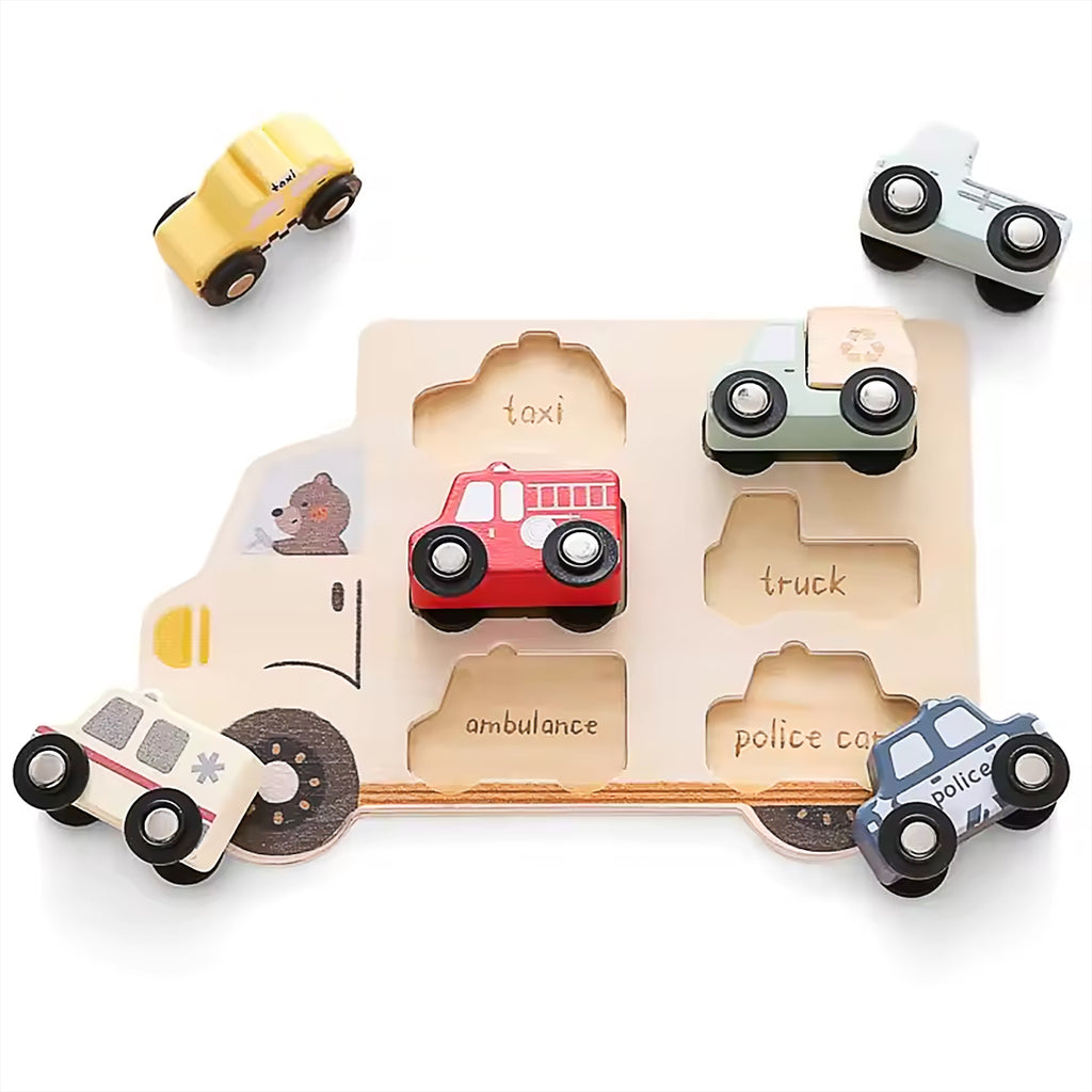 Montessori Wooden Traffic Car Puzzle