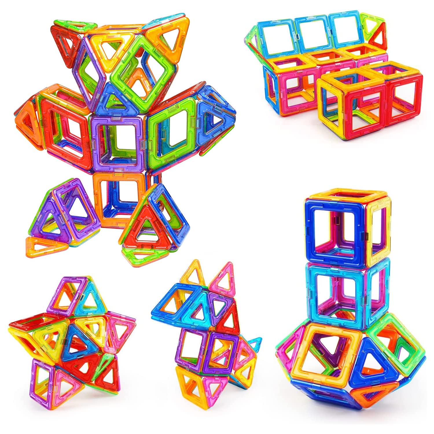 Magnetic Building Tiles 50pcs Kids 3D Puzzle Building Blocks Set for Ages 3+