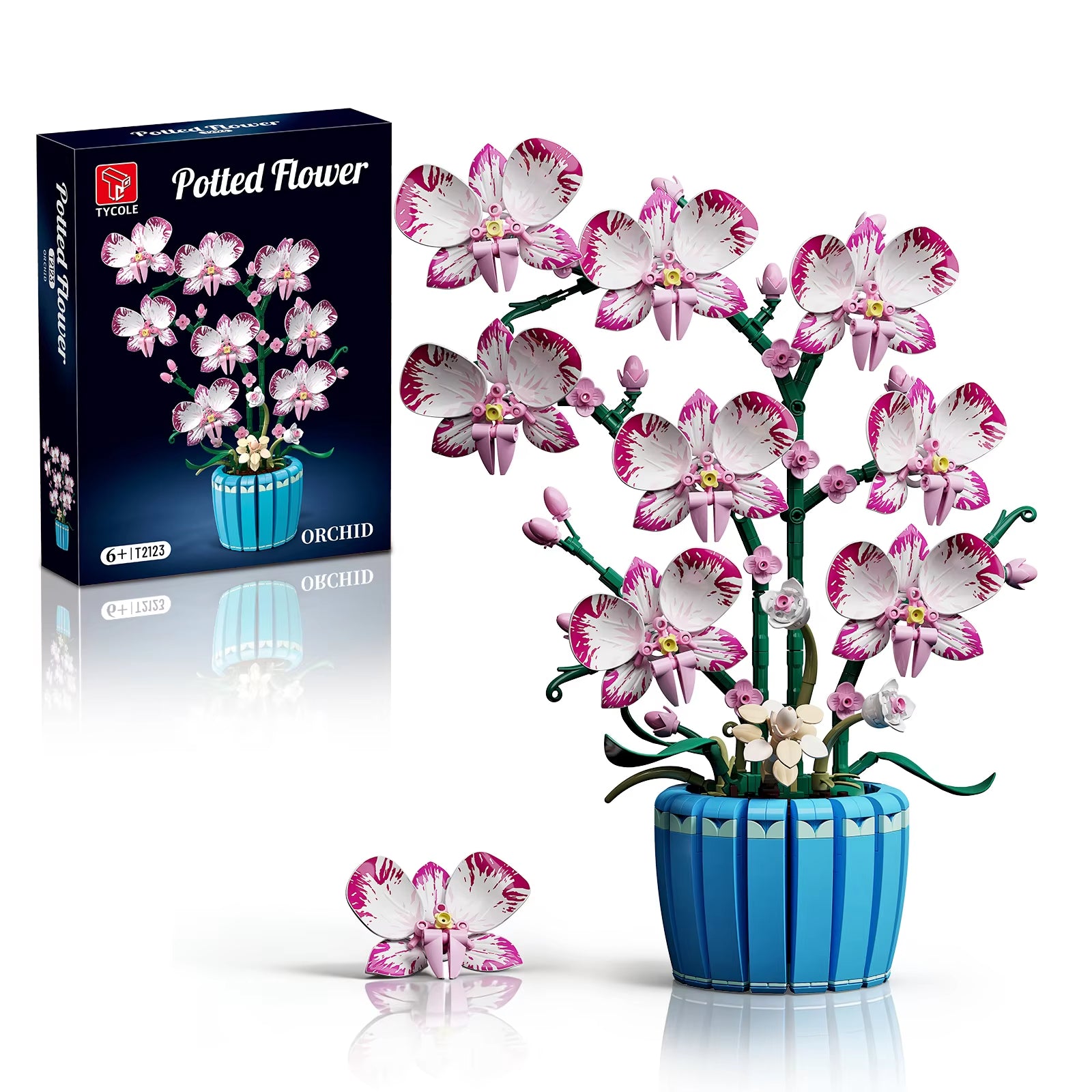 Orchid Potted Plant Building Block Set For Home Decor