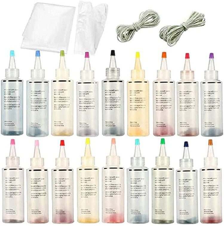 18-Color Tie Dye Kit with rubber bands and gloves