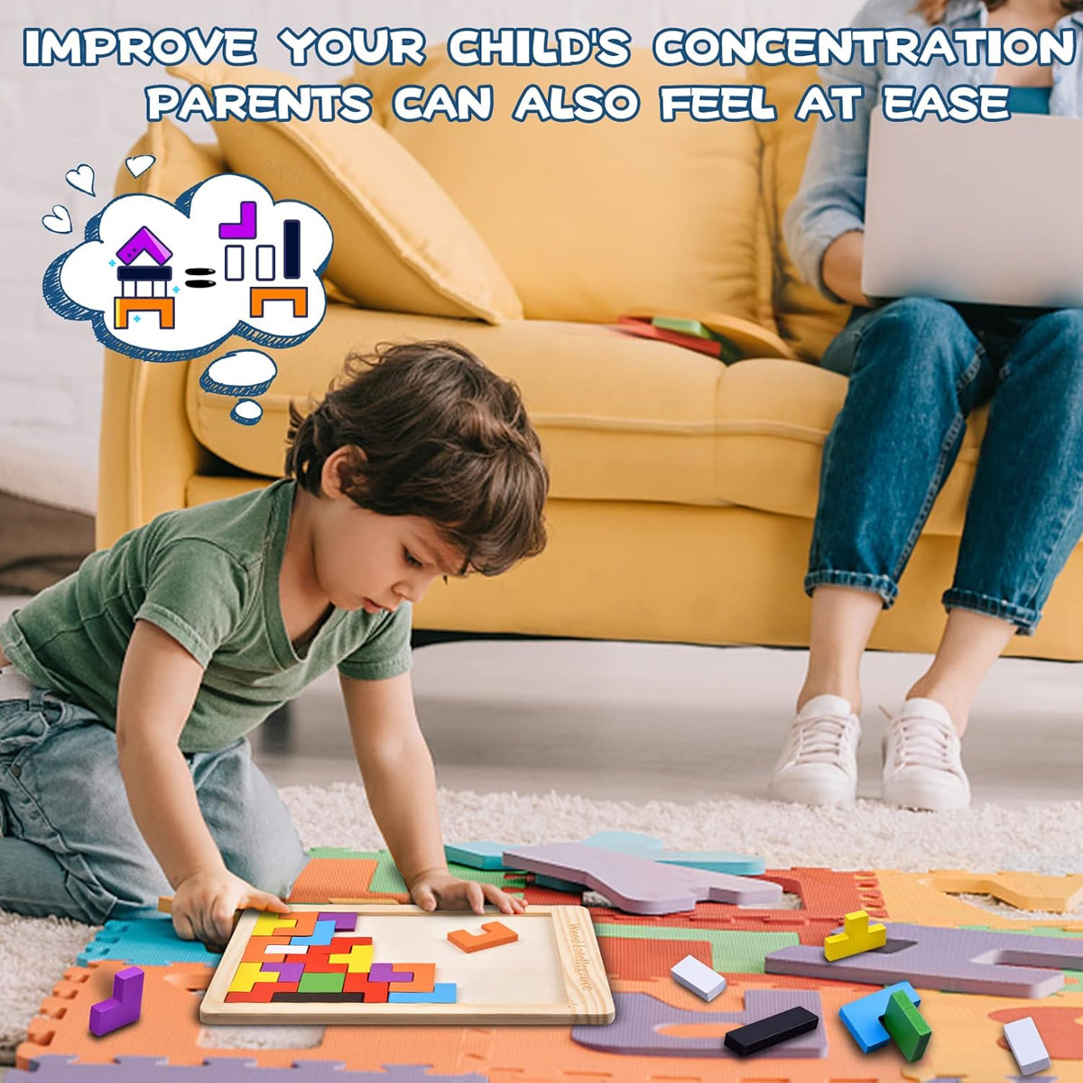 Wooden Puzzle Blocks Set