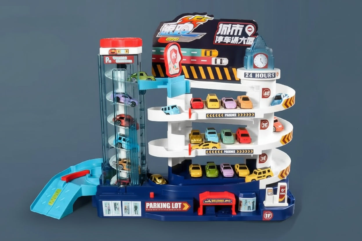 Dinosaur Race Track Playset with 10 Mini Cars & Parking Garage