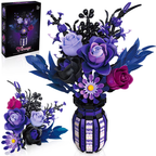 Dark Bouquet Building Block Set With Vase, 1218 Pieces