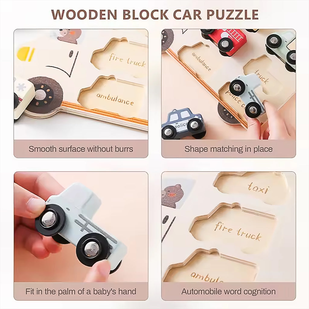 Montessori Wooden Traffic Car Puzzle