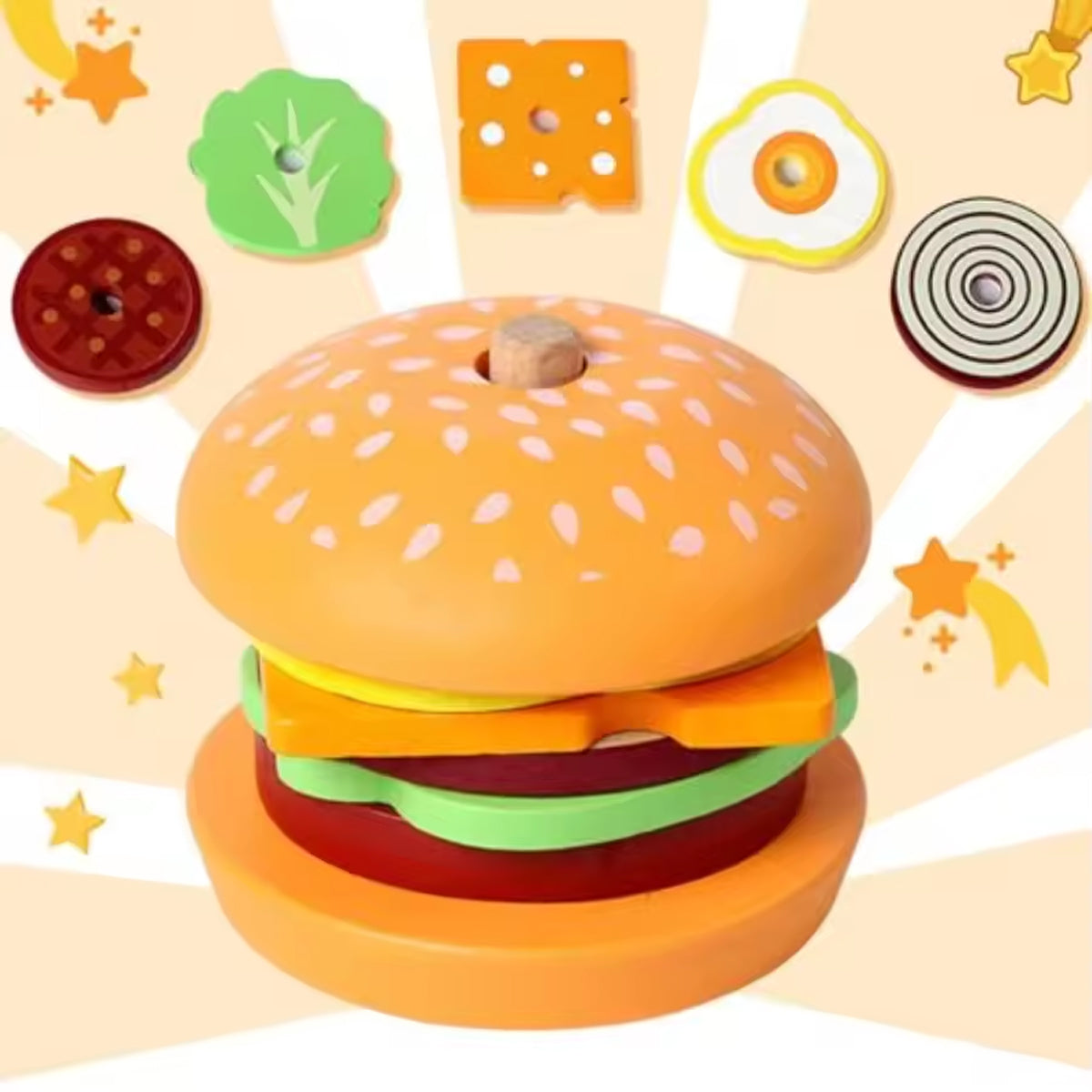 Montessori Wooden Burger Stacking Toy