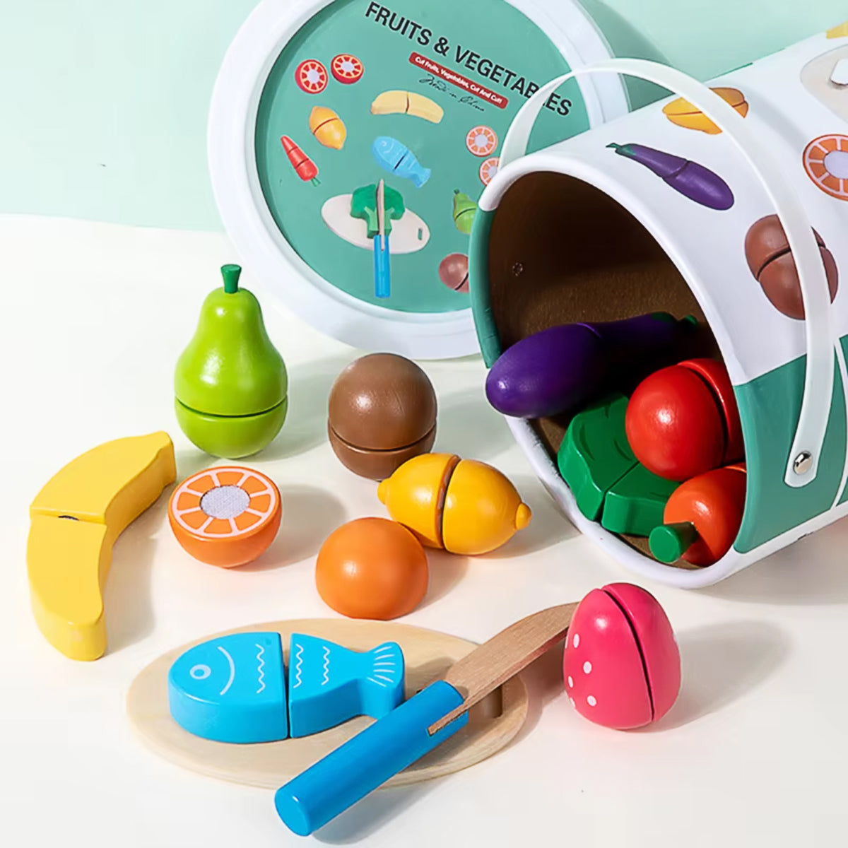Montessori Wooden Cutting Fruit & Vegetable Set