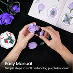 Purple Roses Blocks Flowers Building Set Simulated Rose Wedding Floral Home Decoration Bouquet Brick Toy Birthday Gift for Adult