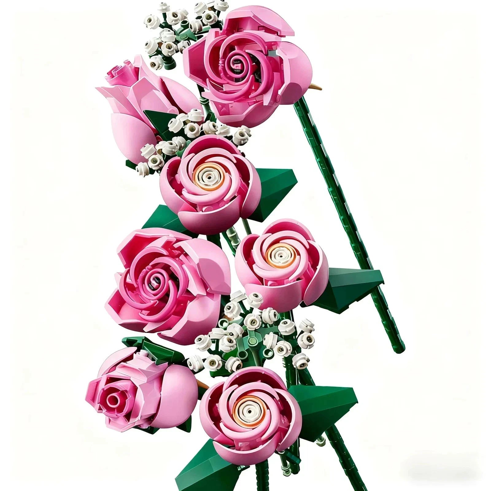 Bouquet of Pink Roses with Stars 10374 Building Blocks Sets Suitable for Birthday Gifts Compatible with Legoed Particles