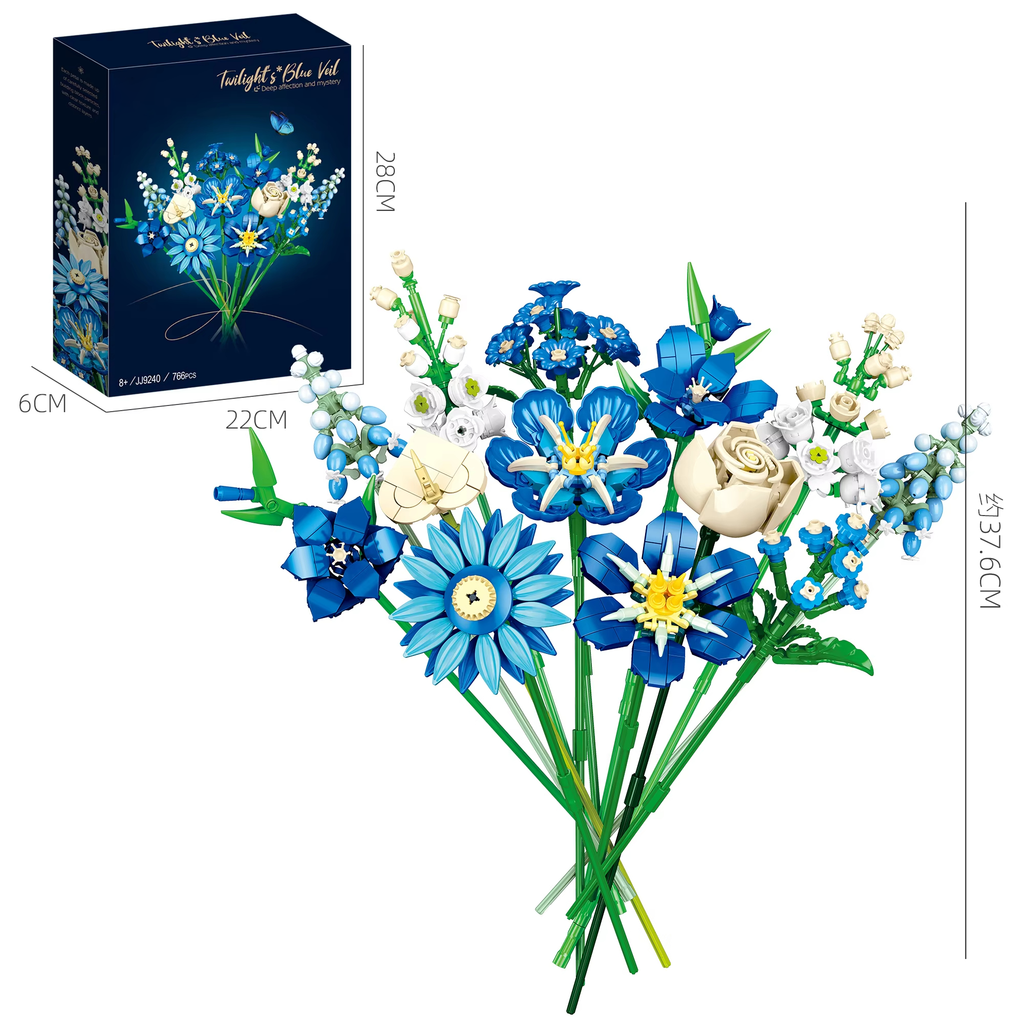 Midnight Blue Tulip Building Block Set, 766 Pieces