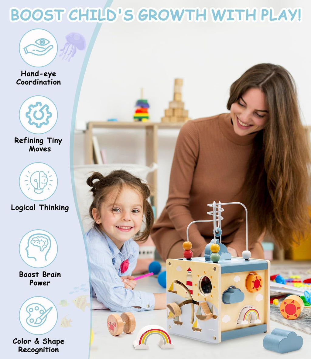 Montessori 6-in-1 Wooden Activity Cube