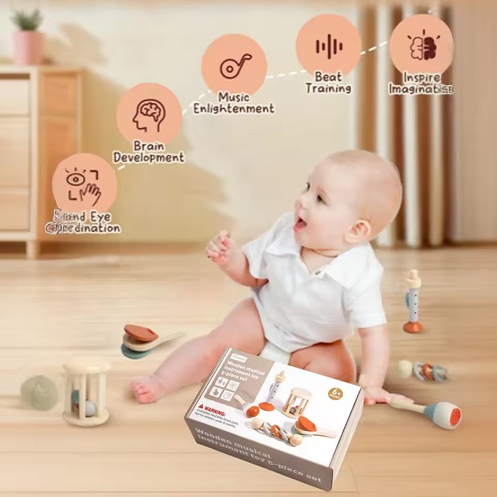 5PCS Wooden Musical Instrument Set
