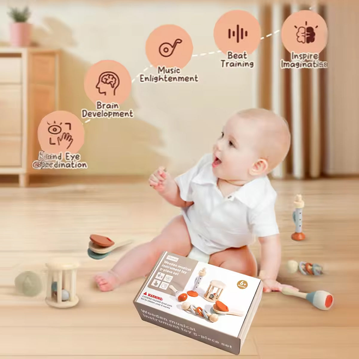 5PCS Wooden Musical Instrument Set