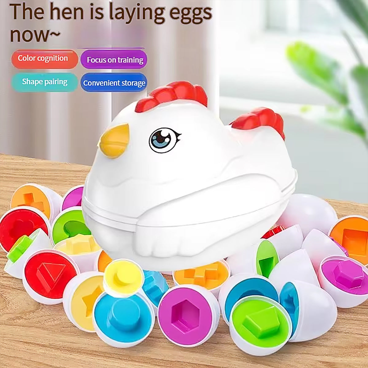 Matching Eggs Learning Toy with Chicken Storage Case