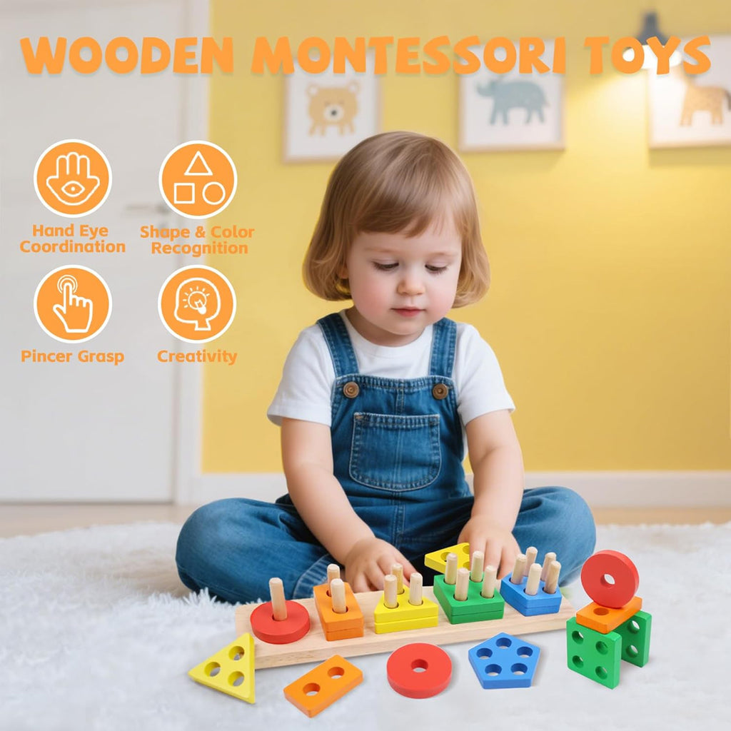 Montessori Wooden Sorting & Stacking Toy