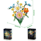 Mixed Flower Bouquet Building Block Set, 620 Pieces
