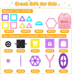 Magnetic Building Blocks Tile Set for Kids – ABS STEM Construction Toy 70/76/86 Pcs, Ages 3+