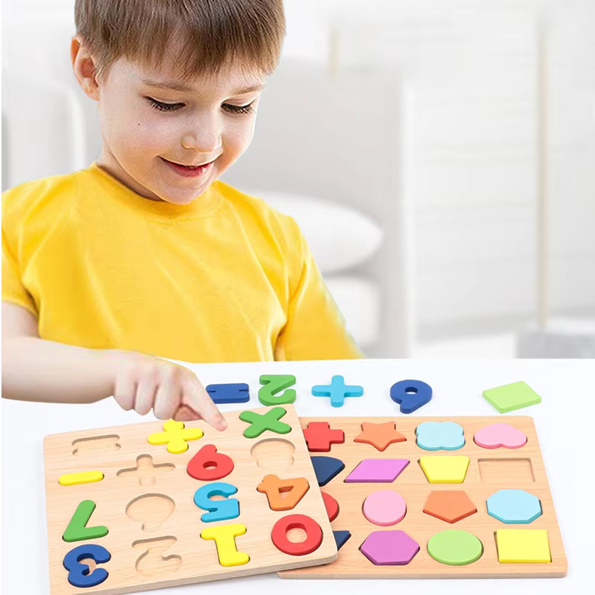 Wooden Alphabet Number & Shape Puzzle Set