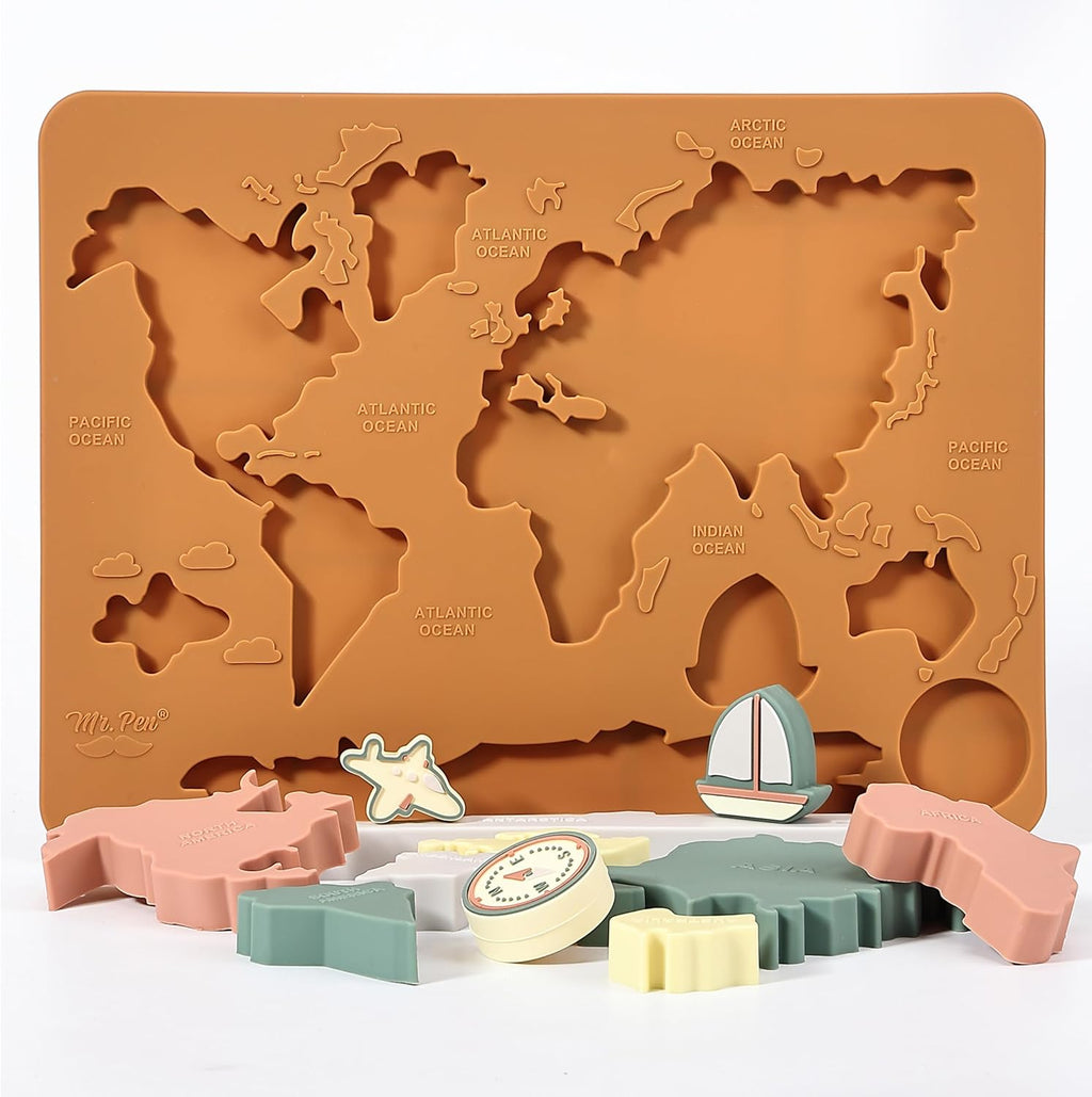 Silicone World Map Puzzle for Fun Geography Learning