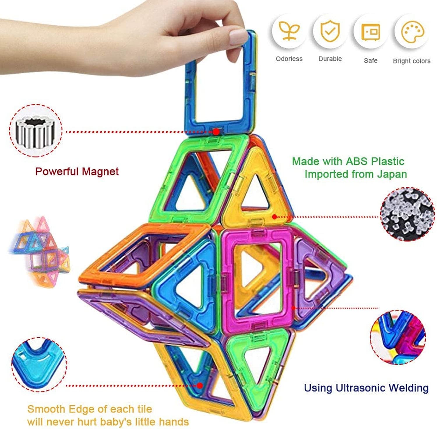 Magnetic Building Tile Puzzle Set, 50 Pieces, Ages 3+