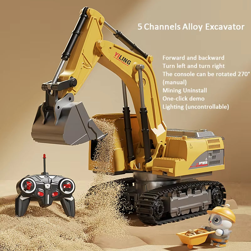 RC Excavator and Dump Truck Toy Set – Lights & Sounds