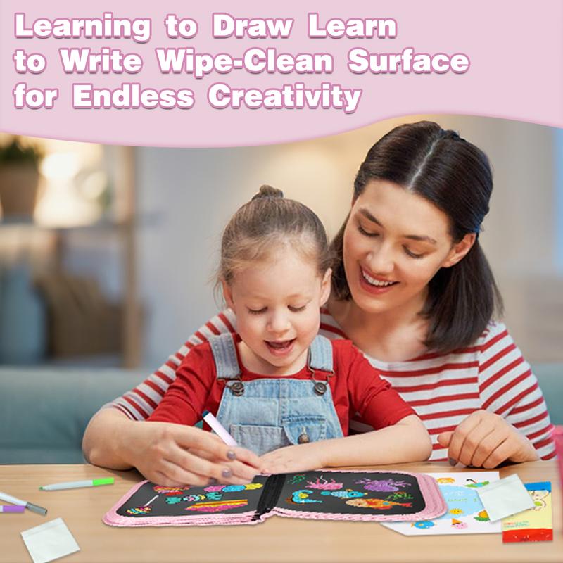 Erasable Magic Doodle Book Reusable Blackboard with Pens Kids Coloring Set