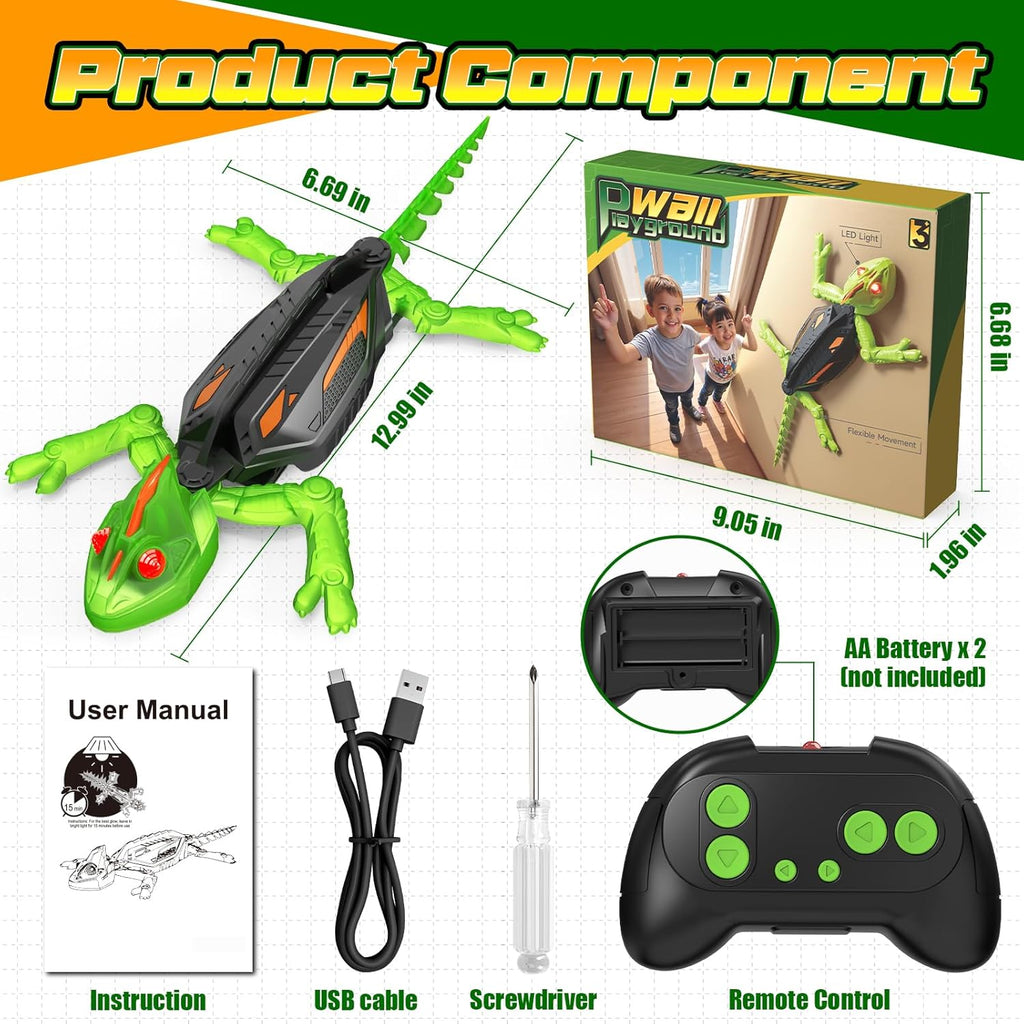 Wall Crawler Gecko RC Lizard Toy with LED Eyes