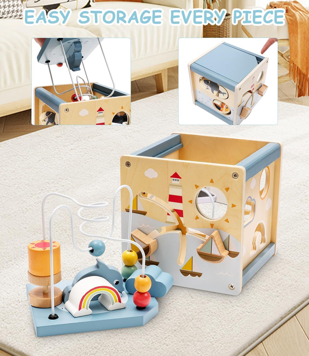 Montessori 6-in-1 Wooden Activity Cube