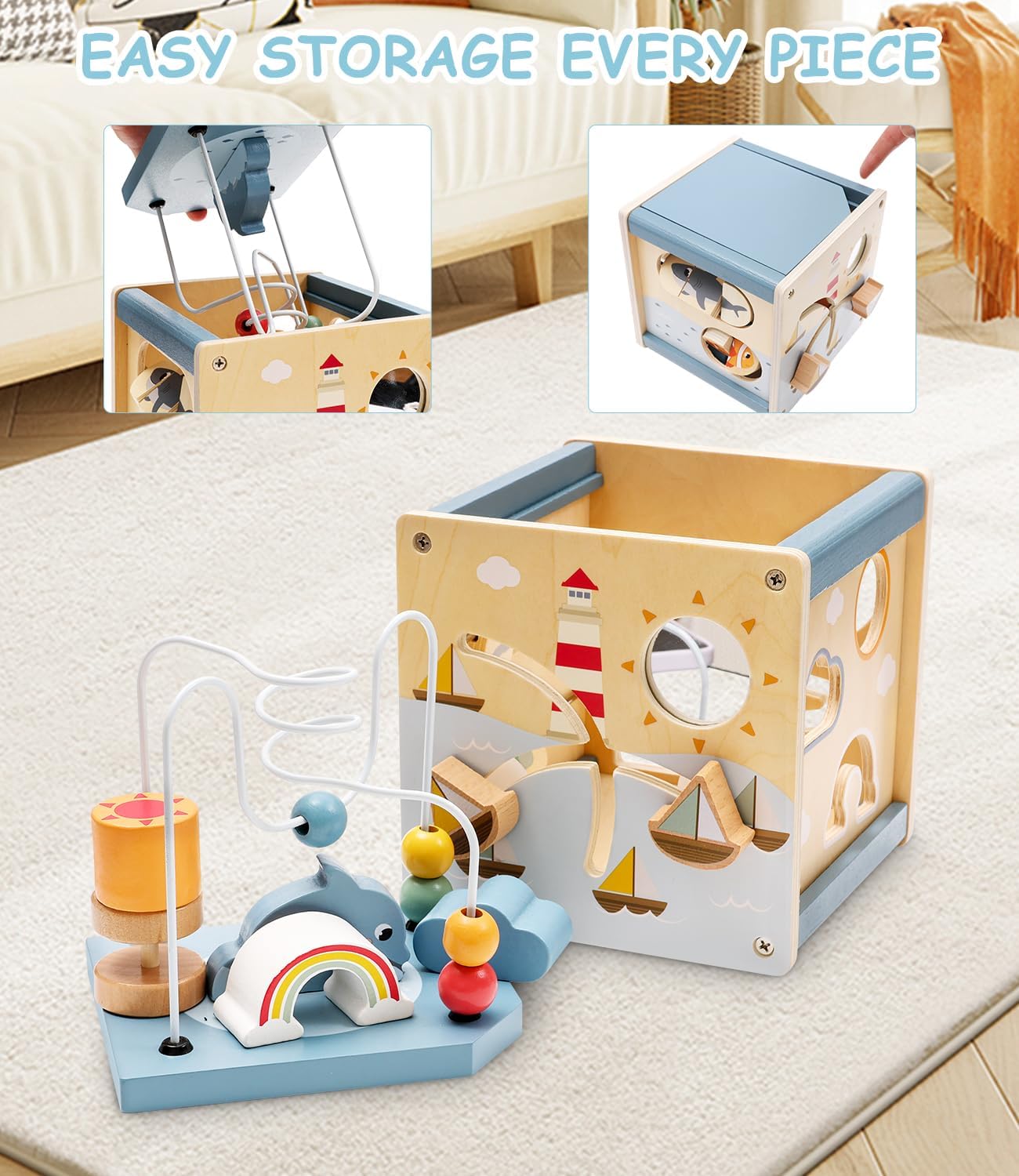 Montessori 6-in-1 Wooden Activity Cube