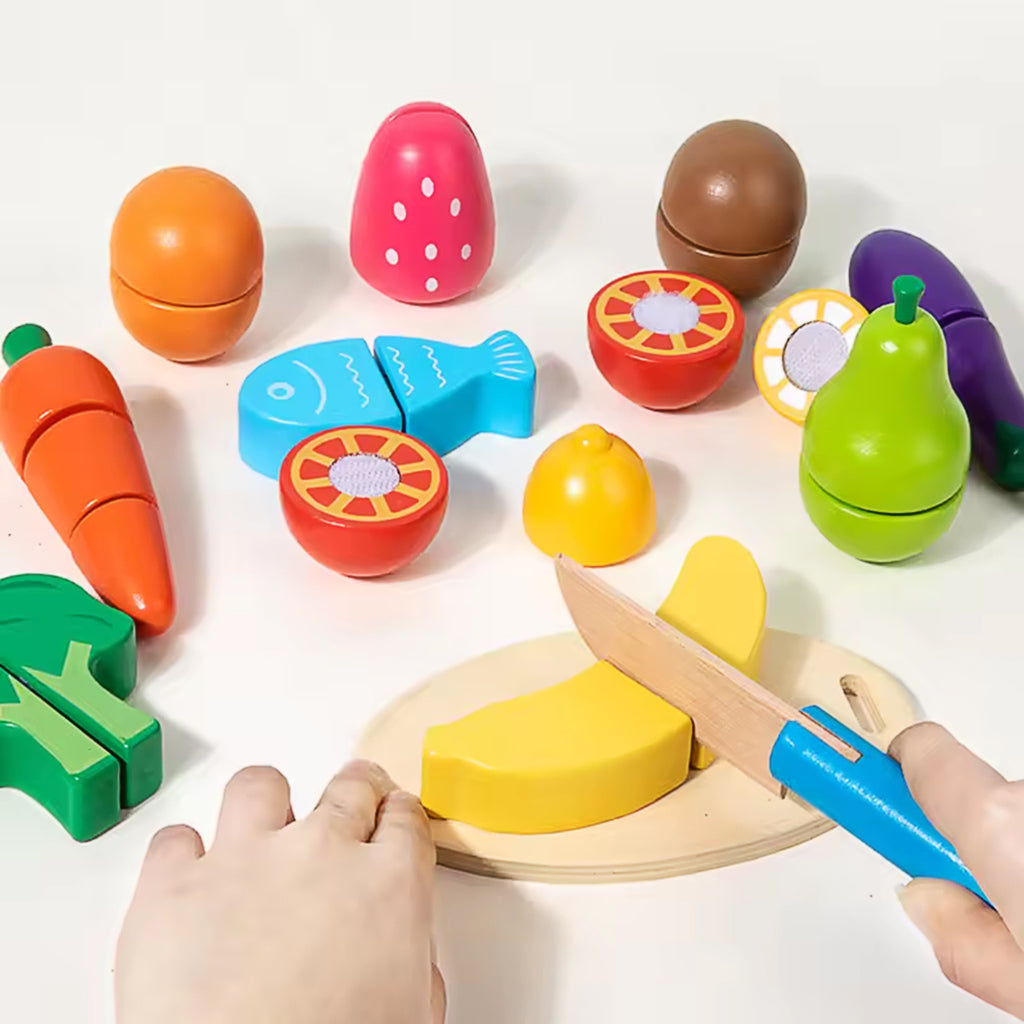 Montessori Wooden Cutting Fruit & Vegetable Set
