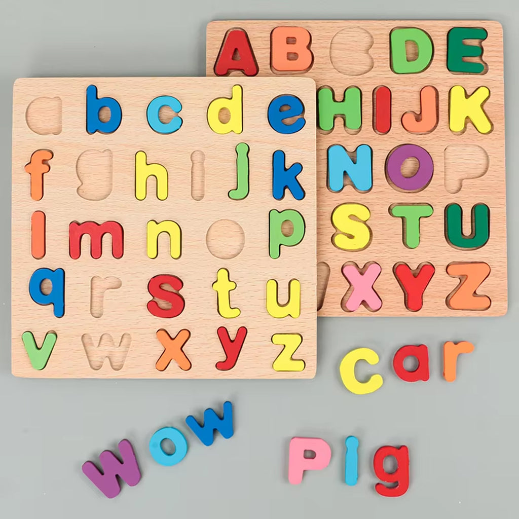 Wooden Alphabet Number & Shape Puzzle Set