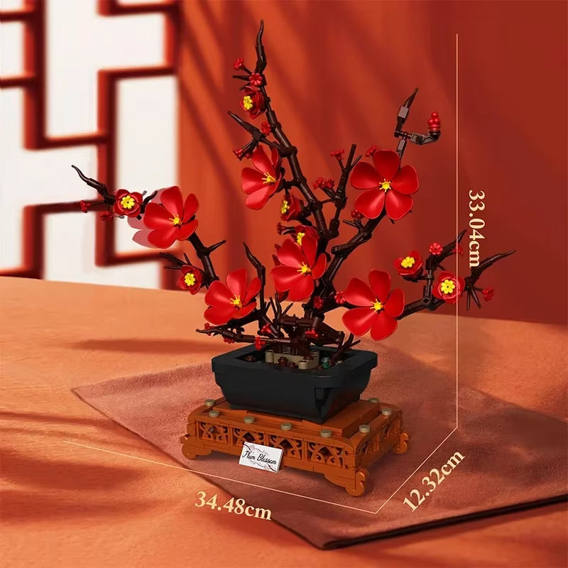 Plum Blossom Bonsai Building Block Set, 669 Pieces