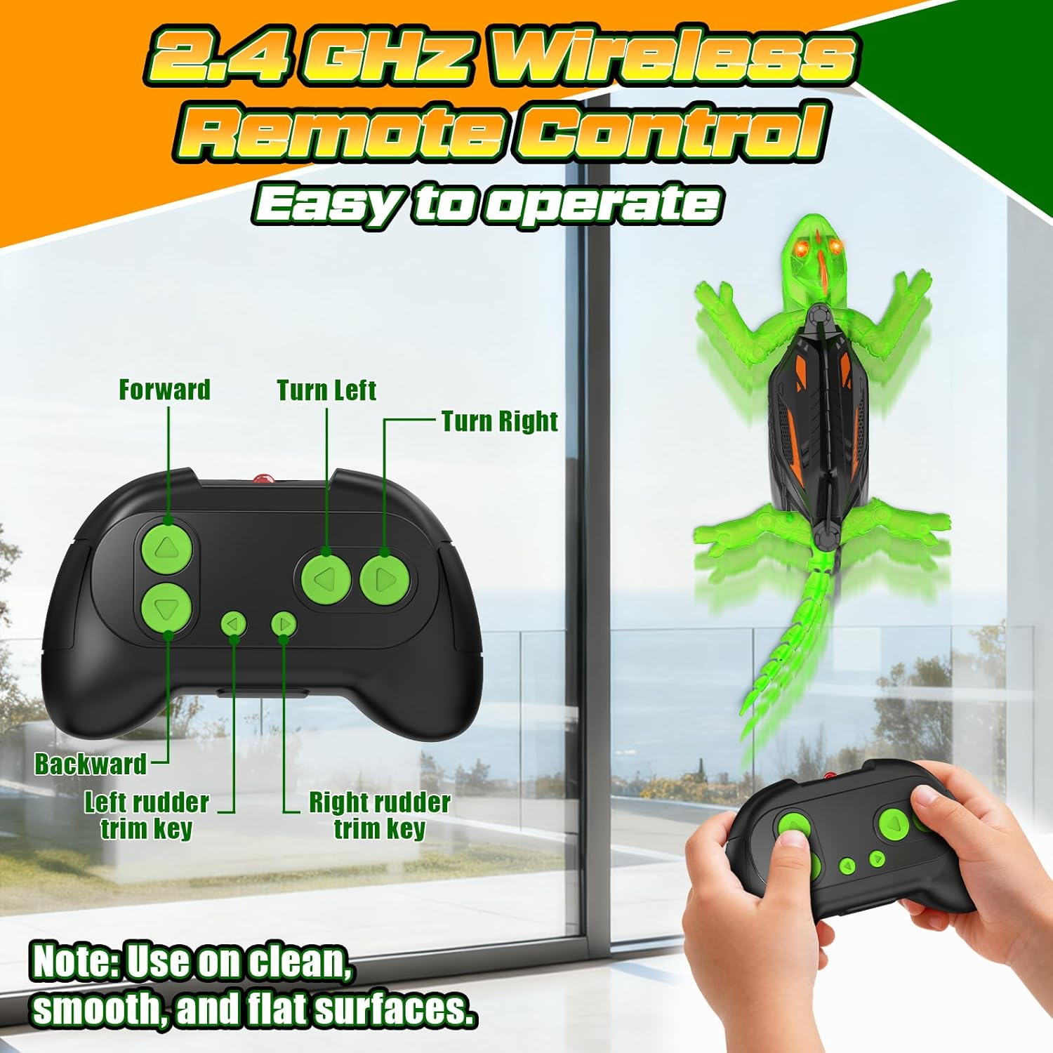 Wall Crawler Gecko RC Lizard Toy with LED Eyes