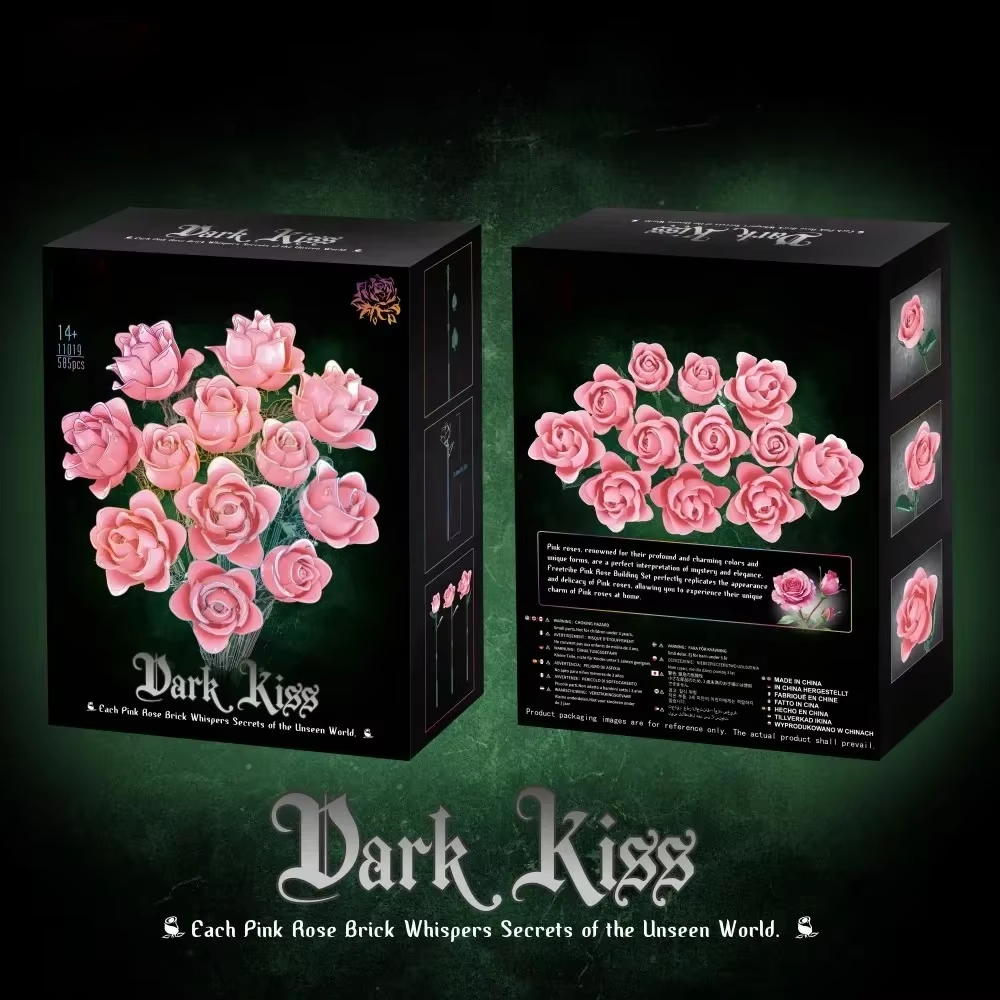 Pink Rose Flower Building Block Bouquet For Adults