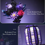 Dark Bouquet Building Block Set With Vase, 1218 Pieces