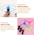 Kids Luminous LED Flying Disc UFO Toy, Pull String Glow Spinning Top Outdoor Toy