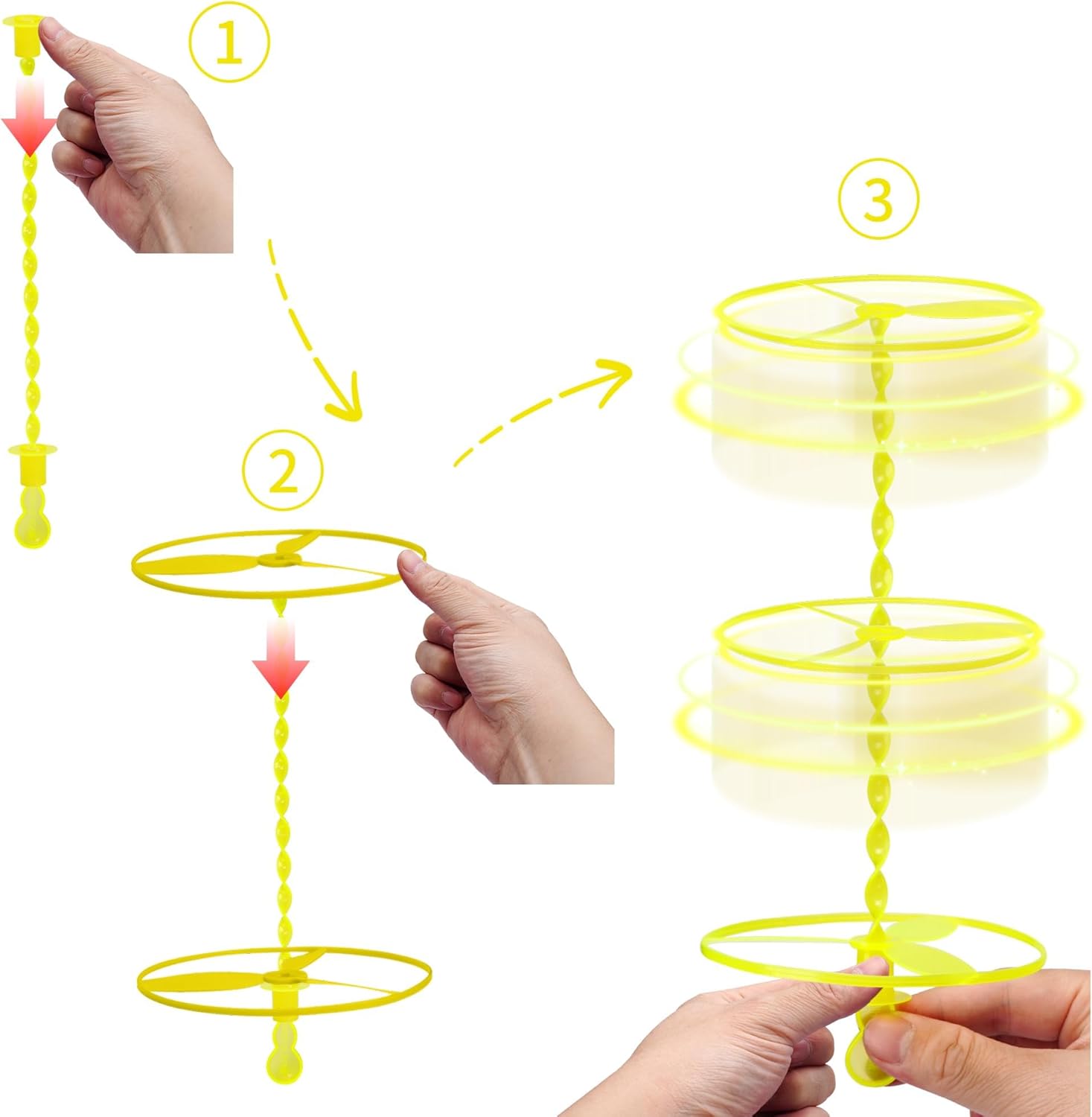 Kids LED Light-Up Flying Saucer Push Launcher Toy