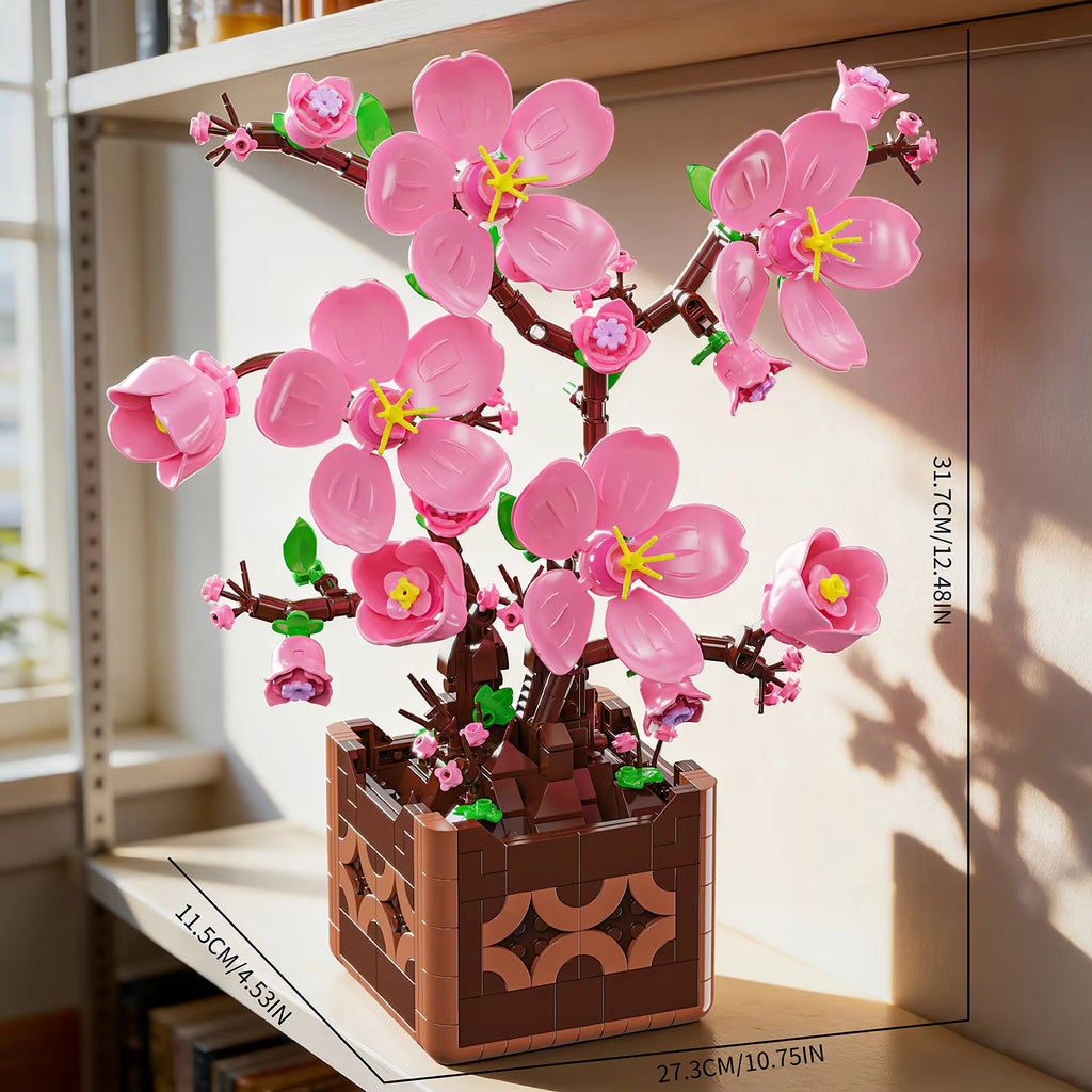 Peach Blossom Potted Plant Building Block Set