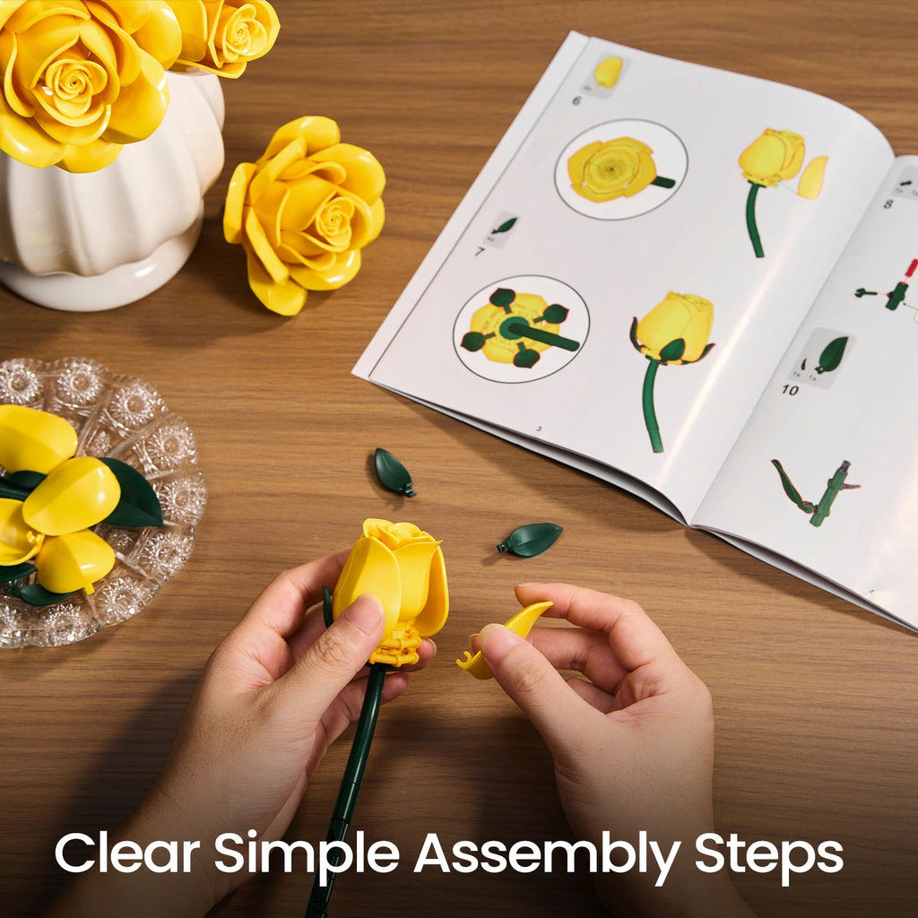 Yellow Flower Bouquet Building Block Set For Home Decor