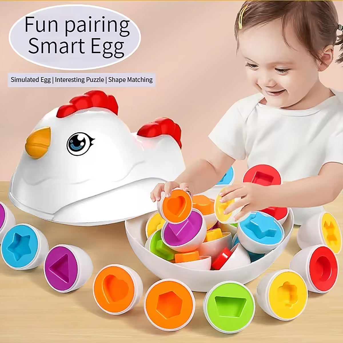 Matching Eggs Learning Toy with Chicken Storage Case