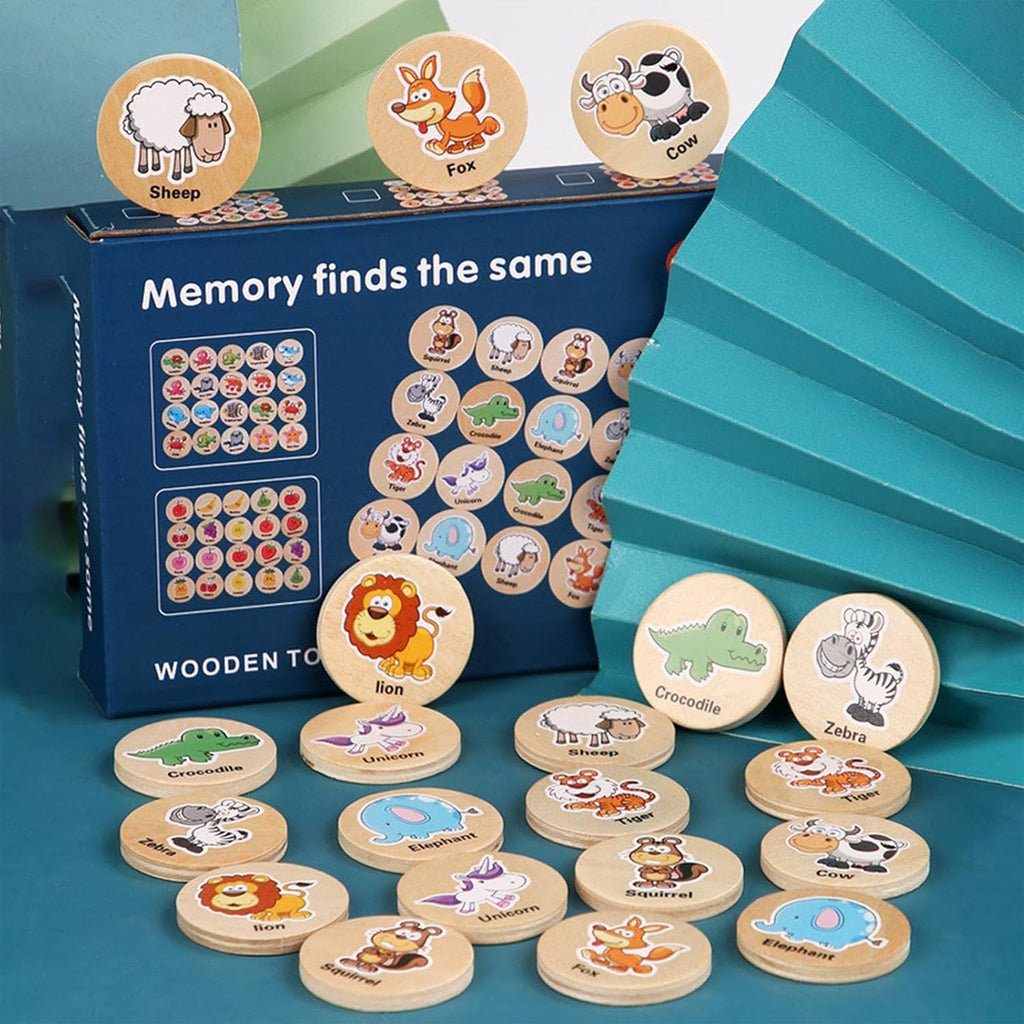 Wooden Animal Memory Matching Game
