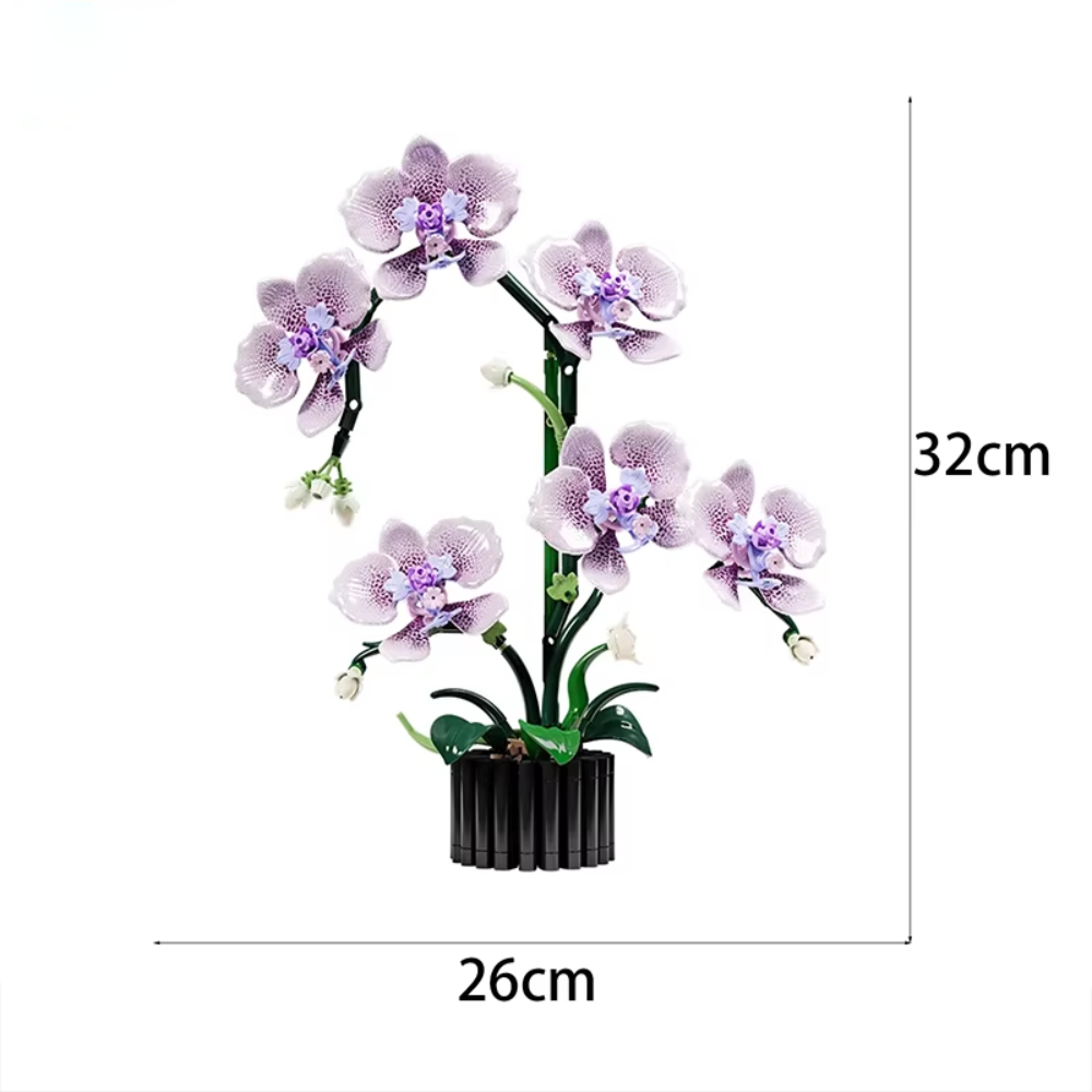 619PCS Flower Building Block Set Phalaenopsis Flower Toy Assembly Bricks Desktop Decoration Enternal Flower Children Gift