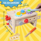 Kids Wooden Tool Bench Workbench Set, Montessori Construction Toy for Boys Ages 3+