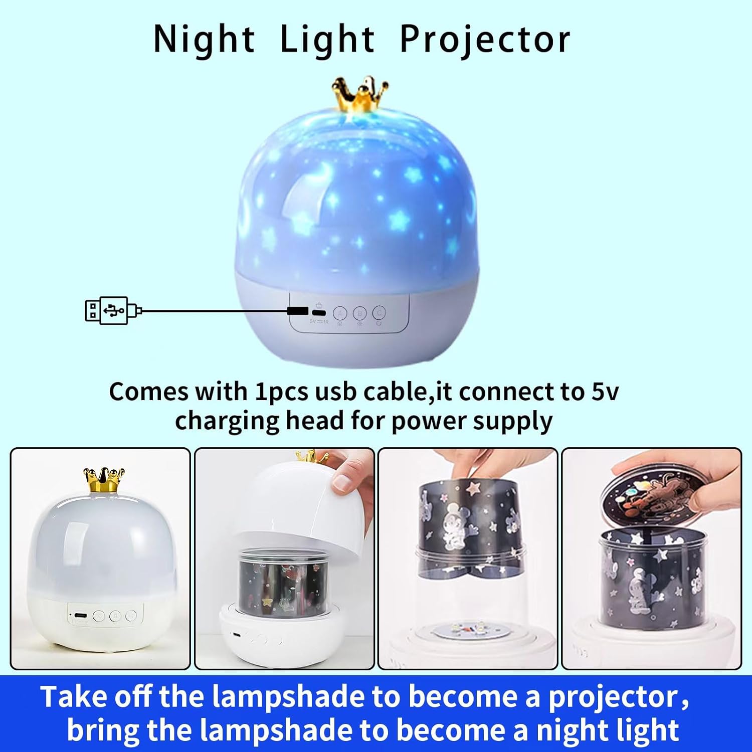 Star Projector Night Light With 21 Films For Kids' Bedroom
